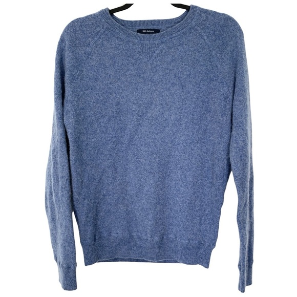 Nordstrom 1901 Sweater Womens Size Medium Blue 100% Cashmere Fuzzy Crewneck - Picture 1 of 8